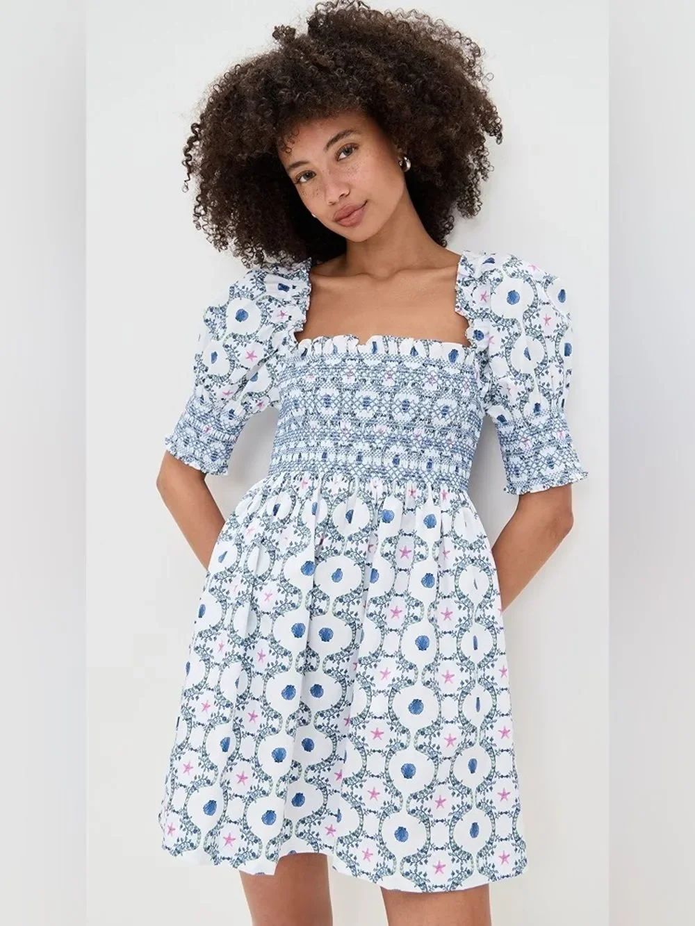 Hill House Home Lila Nap Dress In Cisco Trellis NWT